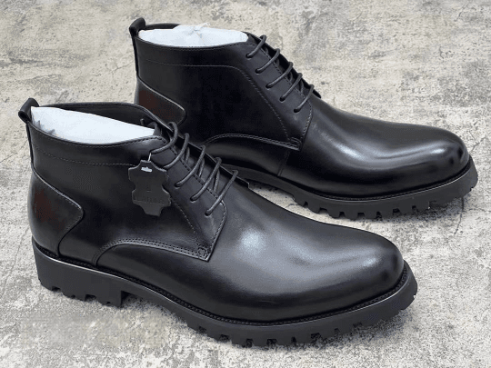 Men Casual Clarks Boots Leather  Soft Office Safety-shinny black