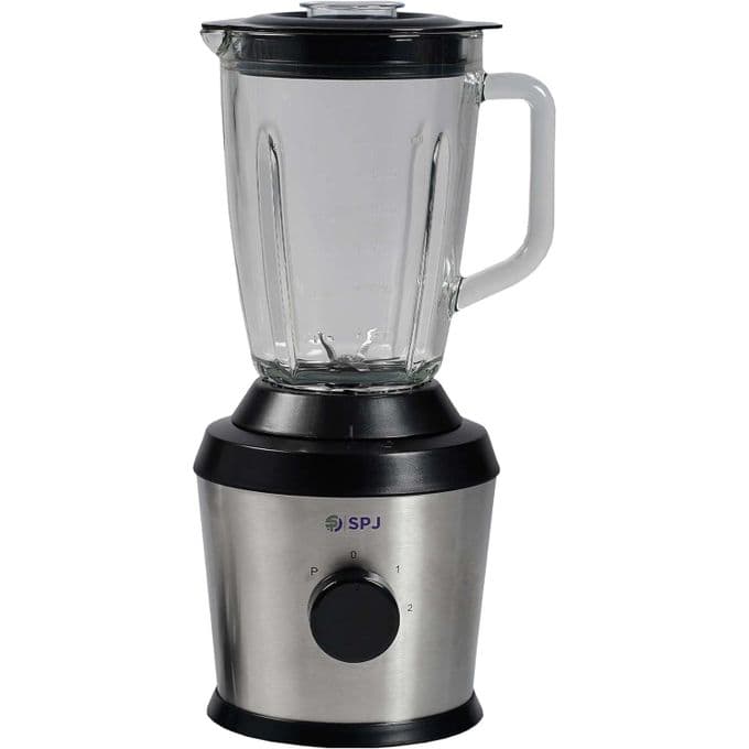 SPJ Proffessional 2 In 1 Blender, Grinder (Glass Jar)1.5L - Siver & Black (2YRs WRTY)