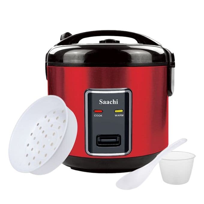 Saachi Electric 2.8 L Rice Cooker With Steaming Feature - Red (1YR WRTY)