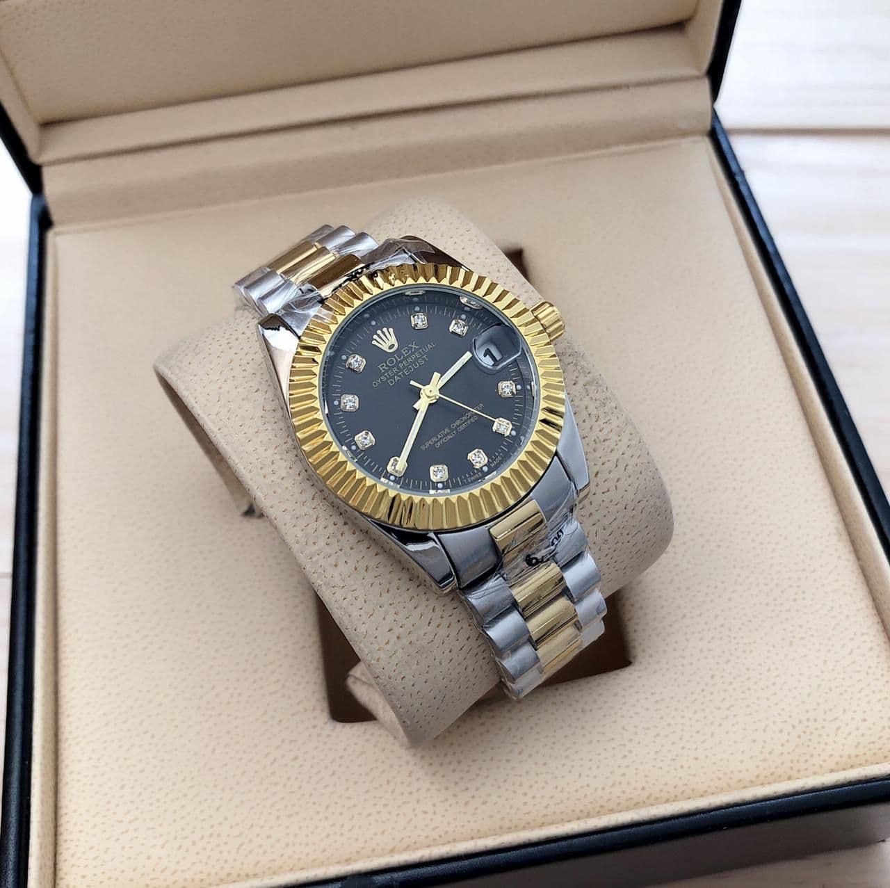 original Rolex Date Watch Silver-Gold-Black