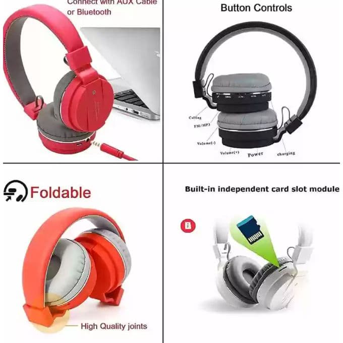 Wireless Pure Sound And Bass Wireless Head Beats - RED