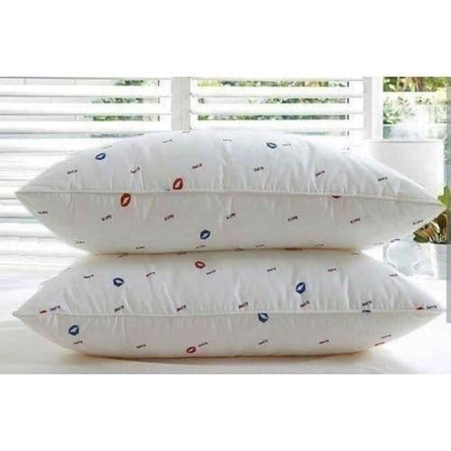 Grace Foam Pair Of High Quality Fibre Pillows - White with s Soft Print(Print May Vary)