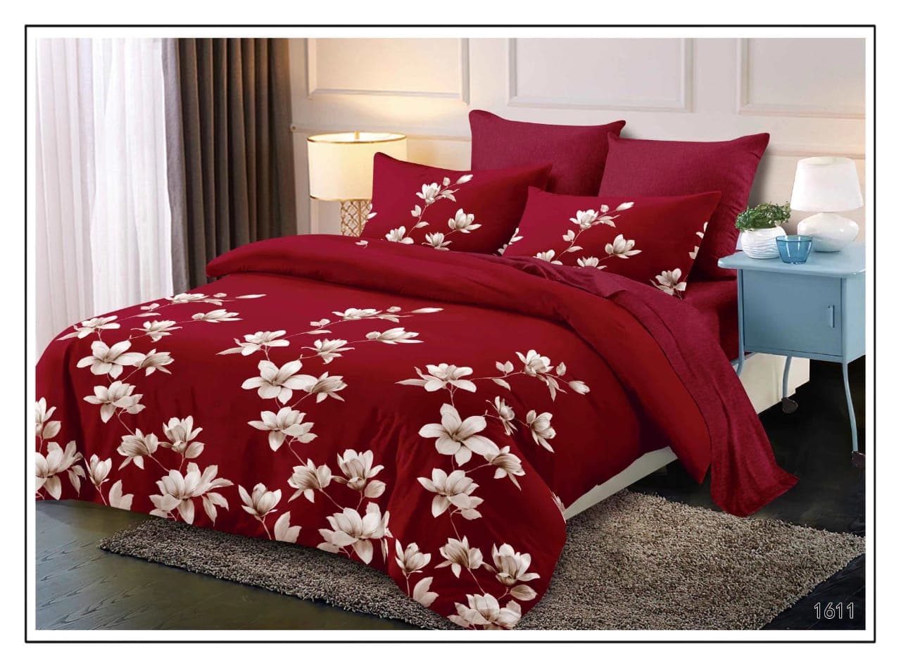 6*6 Bedcover With One Bedsheet And Two Pillow Covers - Multicolored