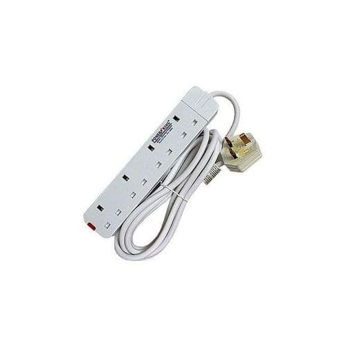 Power King Original 4 Way Power Extension Cable - White