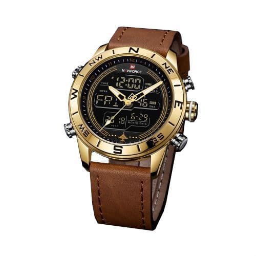 Naviforce Men Dual Display Naviforce Watch - Gold,Brown