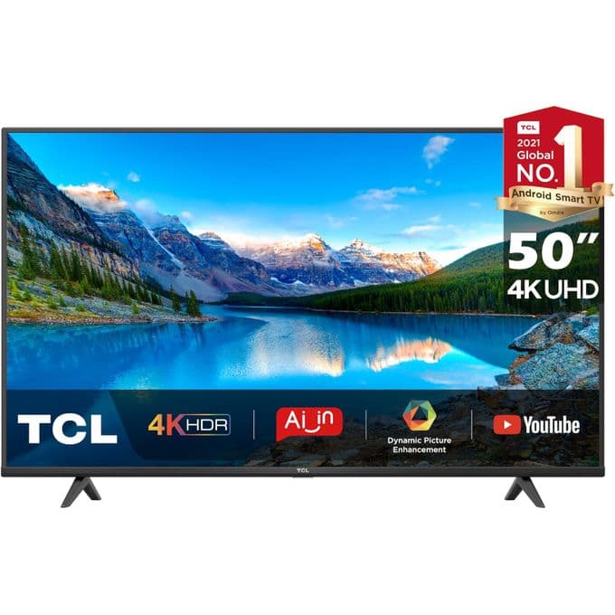 TCL 50 Inch Smart Android LED TV 4K Ultra HD Google TV 50P635 - Black.