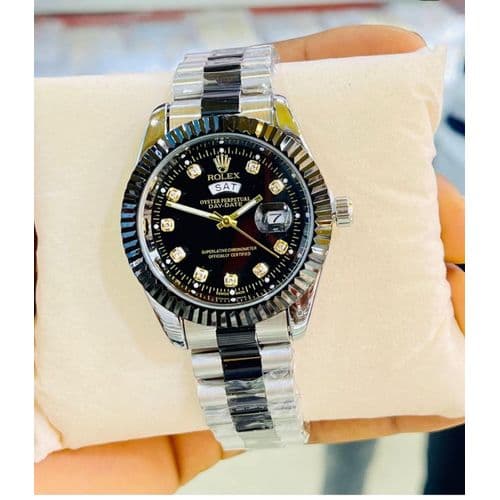 Rolex Date Watch Black-Silver