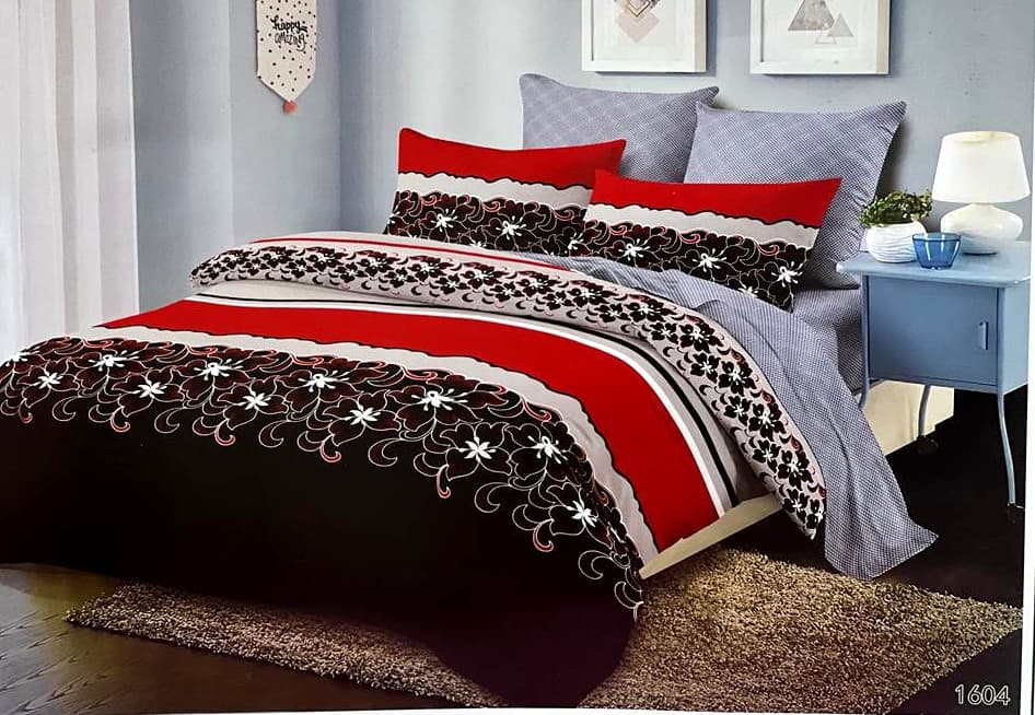 6*6 4PCS Bedcover With One Bedsheet And Two Pillow Covers - Multicolored