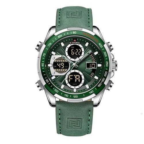 Naviforce Leather Strapped Office And Casual Water Proof Watch - Green