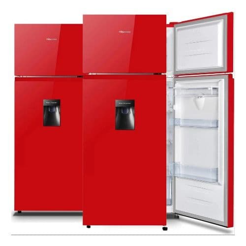 Hisense 270 Litres Double Door Defrost Fridge With Dispenser - Red