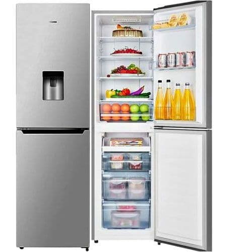 Hisense 330 Litres Double Door Refrigerator With Dispenser Free Bottom Freezer – Silver